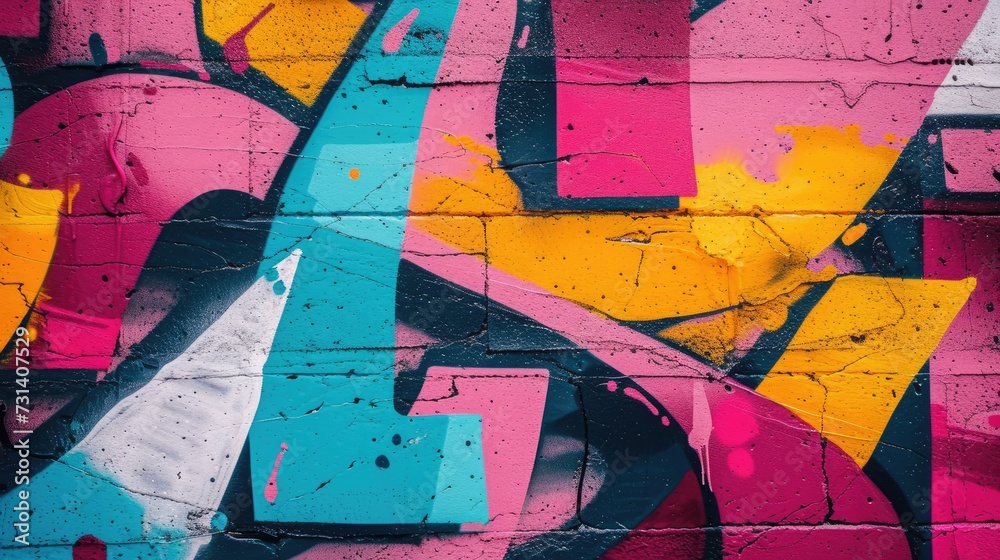 Fototapeta premium Vibrant graffiti adorns a wall, creating an abstract and dynamic background. Urban, Ai Generated.