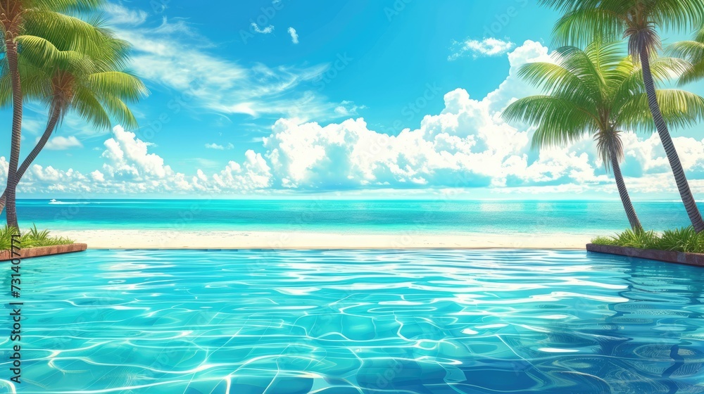 Obraz premium Vibrant beach vibes, lively pool party, and a chic club summer backdrop, Ai Generated.