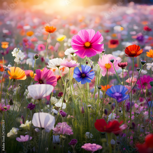A field of wildflowers in full bloom.  © Cao