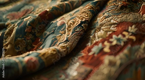 a close up of a multicolored fabric with a pattern