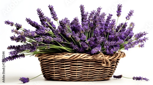 Fragrant lavender bunches in a vintage basket, an aromatic touch of nature.