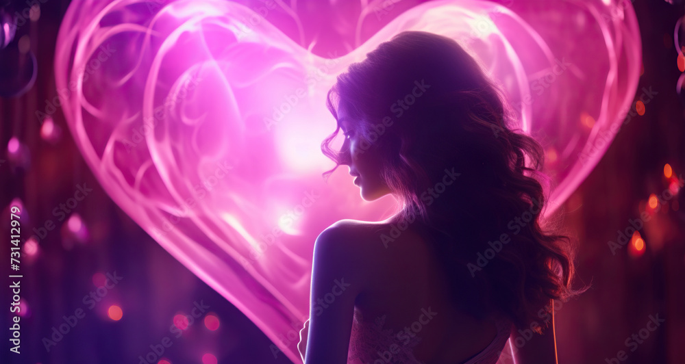 girl and heart symbol. romance and valentine's day girl and heart symbol. romance and valentine's day