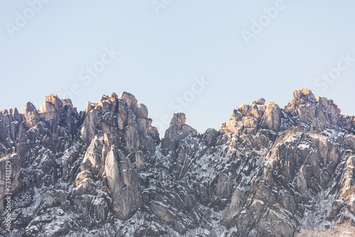 Ulsanbawi, Seoraksan Mountain, Korea. close up - Ulsanbawi is terrain showing signs of differential erosion and weathering along granite facies well. photo