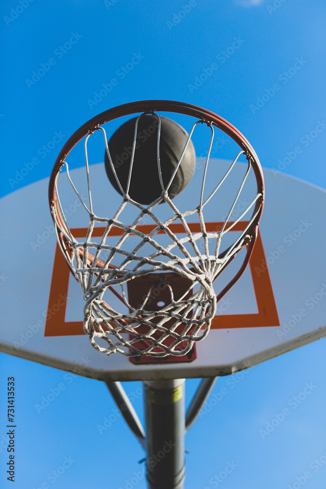 Basketball Hoop Ball in Air