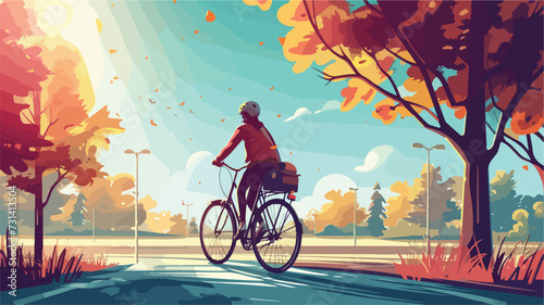 Photographie Daily life bike ride vector illustration.