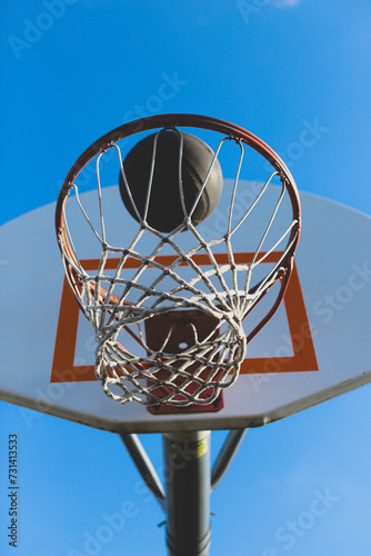 Basketball Hoop Ball in Air