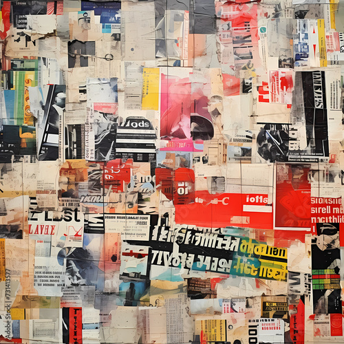 Abstract collage of newspaper clippings. © Cao