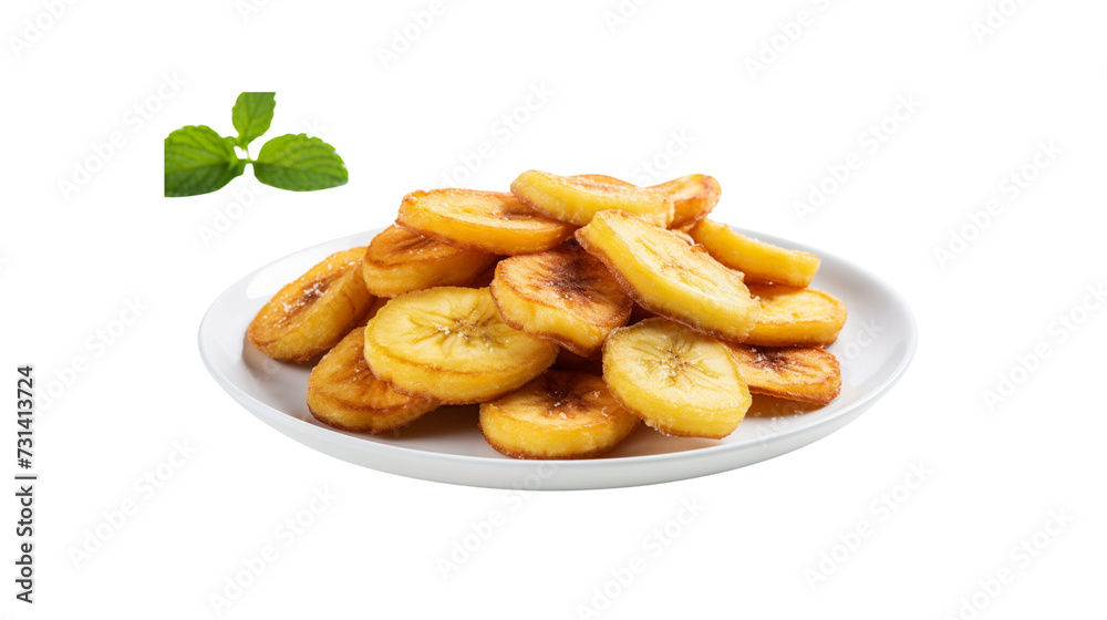 Side view of fried banana slices served on a plate
