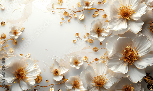  light background with white gold flowers  gold and white colors