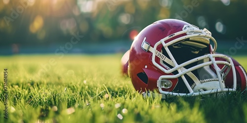 American Football Helmet on the Field
