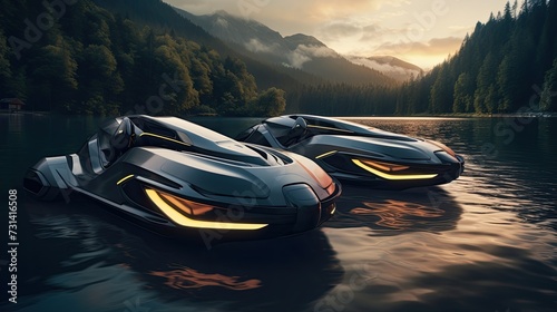 Futuristic electric rafting boats