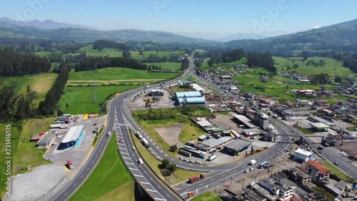 Modern busy highway intersection system in Ecuador Latin South America photo