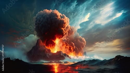 黙々と噴煙を上げて噴火する海底火山 photo