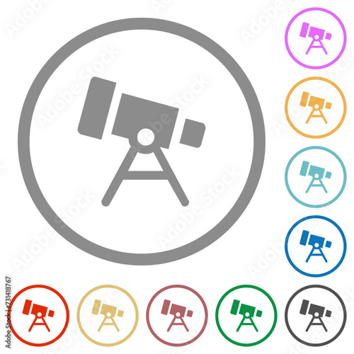 Telescope solid flat icons with outlines