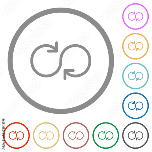 Cycle flat icons with outlines