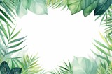 watercolor leaves tropical border design