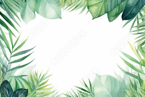 watercolor leaves tropical border design © wanna