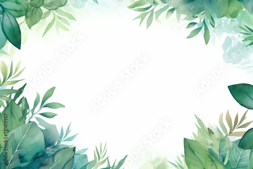 watercolor leaves tropical border design