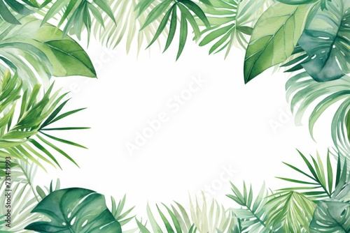 watercolor leaves tropical border design