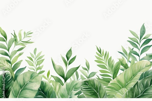 watercolor leaves tropical border design