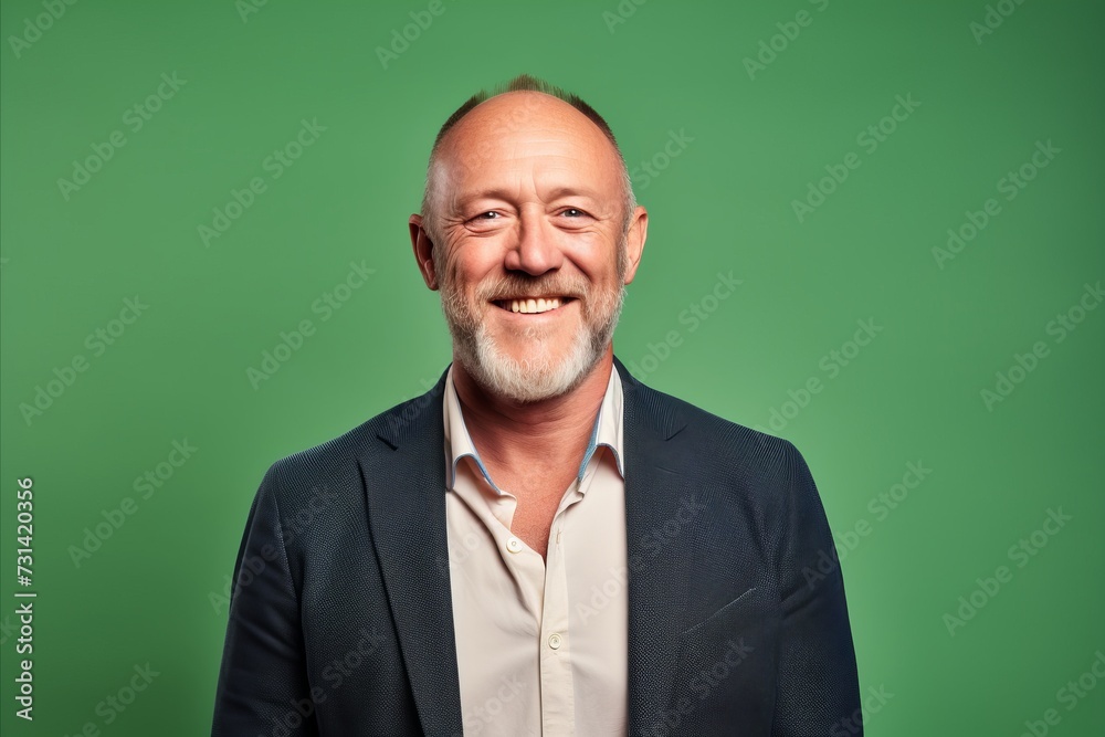 Portrait of a happy senior man smiling at the camera over green background. Portrait of a happy senior man smiling at the camera over green background.