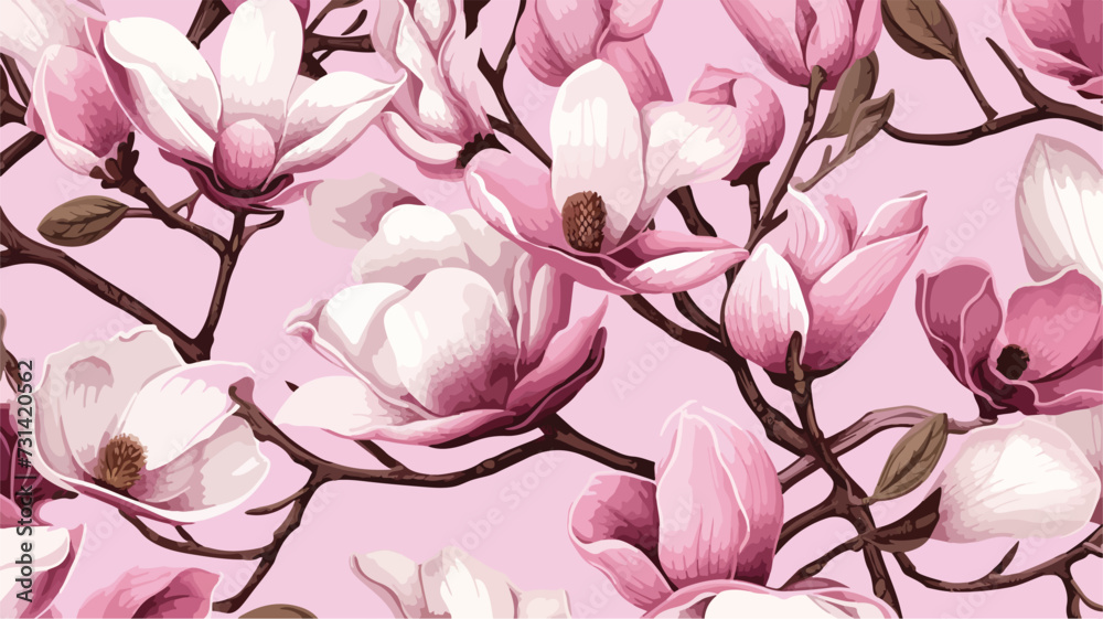 Lovely seamless pattern with exotic magnolia.