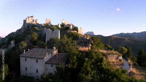 Wallpaper Mural drone panorama of the hill of forte calascio abruzzo italy on sunset Torontodigital.ca