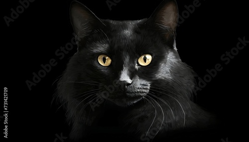 Black cat on black background 