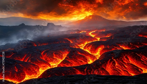 Red lava texture background. Volcanic landscape
