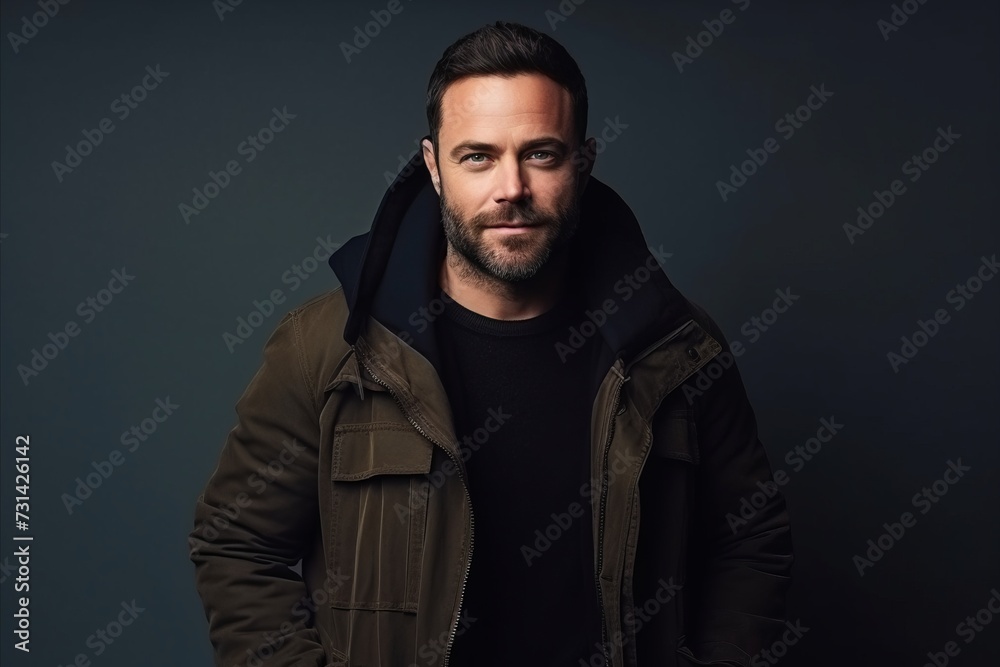 Portrait of a handsome man in a jacket. Men's beauty, fashion. Portrait of a handsome man in a jacket. Men's beauty, fashion.