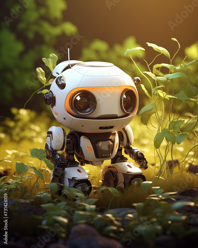 Cheerful 3D Rendering of Farm Robot