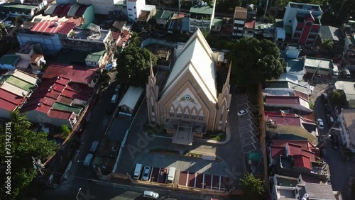 Aerial view around the Iglesia Ni Cristo - Lokal ng Sacramento, in sunny Manila, Philippines photo
