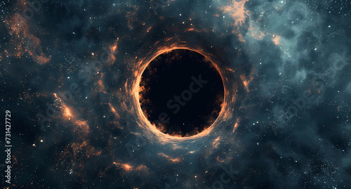 a black hole with stars in it on a blue background with large blue photo
