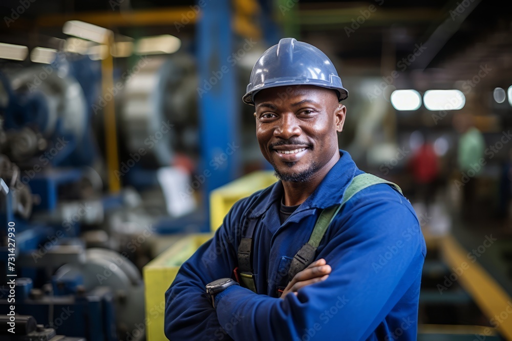 Behind the Scenes of Manufacturing: An Extrusion Operator Poses in the Midst of the Factory's Hustle and Bustle Behind the Scenes of Manufacturing: An Extrusion Operator Poses in the Midst of the Factory's Hustle and Bustle