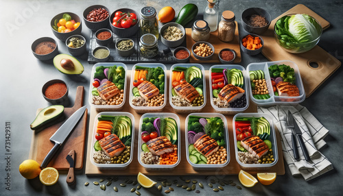 Wallpaper Mural Healthy Meal Prep with Colorful Vegetables and Grains Torontodigital.ca