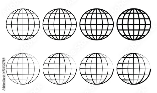 Globe icon, world icon, globe symbol vector illustration.