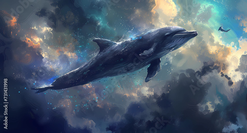 dolphin whale in a cloudy sky © Asep