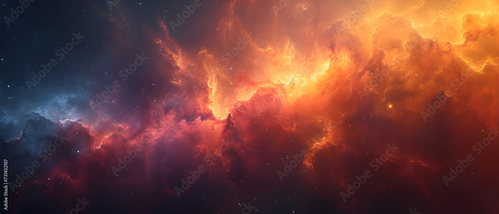 Space Nebula with colorful Whirls and dramatic lightning, deep space background wallpaper