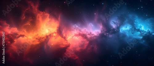 Space Nebula with colorful Whirls and dramatic lightning, deep space background wallpaper © Marc
