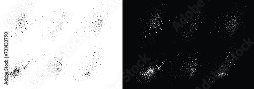 Black and white vector killer blood splatter texture brush stroke collection. Grunge background vector brush illustration