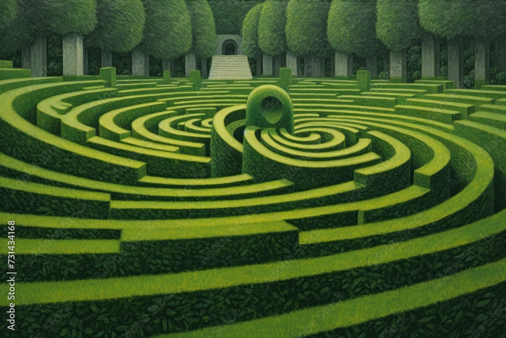 Endless Lawn, Visually Captivating Intricate Design Inspired by Labyrinths, Neo-Impressionist Paintings, and Drawings. Seamless Landscape Oil Painting Canvas, Pointillism and Divisionism Endless Lawn, Visually Captivating Intricate Design Inspired by Labyrinths, Neo-Impressionist Paintings, and Drawings. Seamless Landscape Oil Painting Canvas, Pointillism and Divisionism