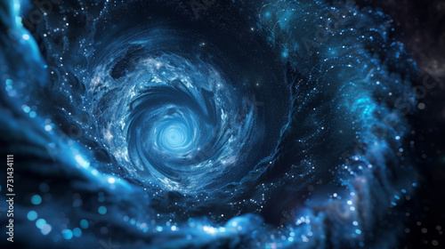 linear interstellar space spiral with a blue color. photo