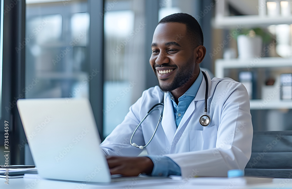doctor working on laptop, Generative AI doctor working on laptop, Generative AI