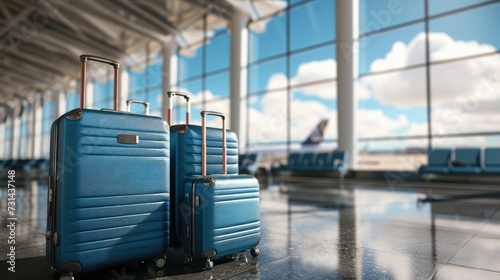 Traveling Made Easy: A Visual Guide to Navigating the Bustling Airport with 3D Rendered Suitcases photo