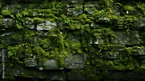Abstract natural background  green plants on stones. 