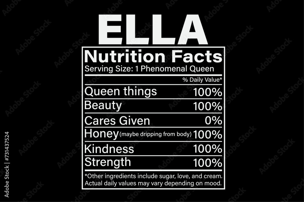 Ella Nutrition Facts Funny Ella Name Birthday Funny Shirt Design