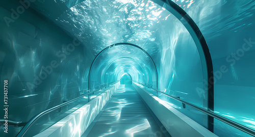 an underwater walkway in a glass tunnel