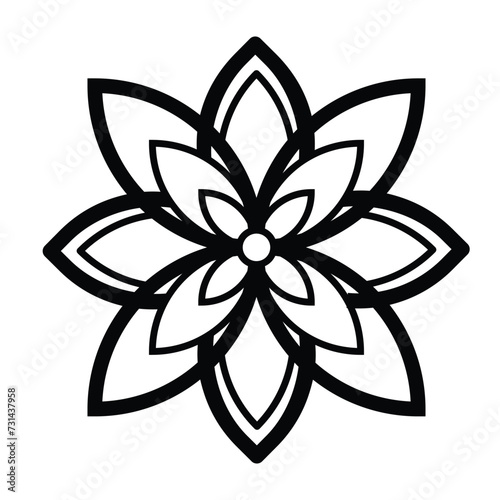 simple decorative black floral mandala vector