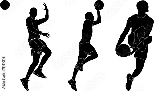 Basketball player Action Silhouette Vector Illustration