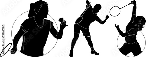 Badminton player Action Silhouette Vector Illustration